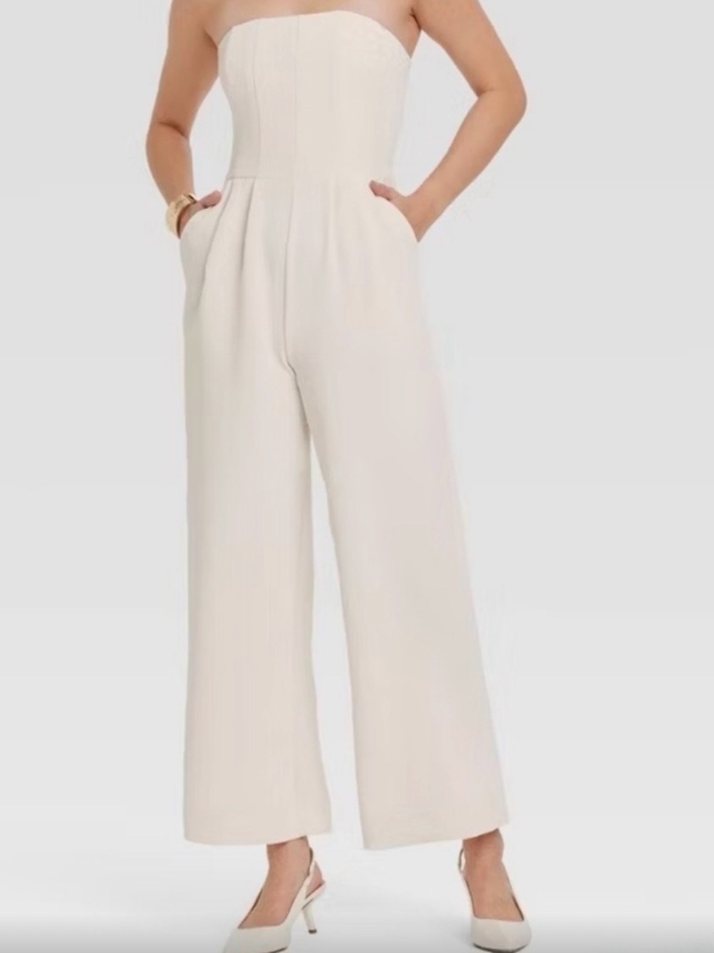 A new day Strapless Wide-Leg Jumpsuit in Cream